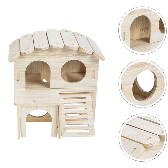 LEORX 37x18x13cm Wooden Hamster Sleeping House 1 Set Beautiful Hamster Hideaway for Hamster Habitat