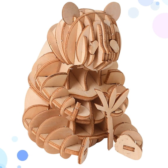 LEORX Wooden Panda Puzzle Chocolate Colored 3D Design Puzzle for Hand Coordination
