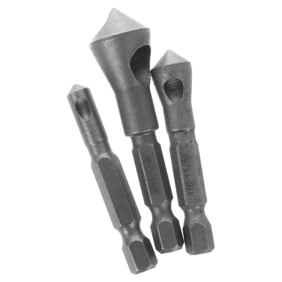LEORX 3Pack Hexagonal Silver Deburring Tool Kit Electric Steel Chamfer Tool 1.2x0.8x0.8in