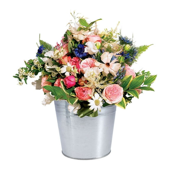 LEORX 3Pack Metal Flower Bucket Silver Retro Garden Decoration Homeowners Wedding