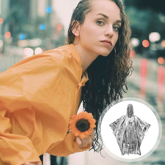 LEORX 3Pack Raincoat Silver Orange PE Aluminum Film Emergency Rescue Protection Gear for Adults