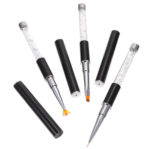 LEORX Nail Art Pen Brushes Acrylic Fiber Aluminum 3Pcs 5.9X0.4X0.4In