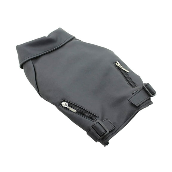LEORX 3Pcs Black Pu Leather Dog Coats for Cold Weather with Warmth and Stitching in L Size