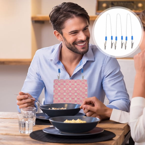 LEORX 3pcs Adjustable Napkin Holder Simple Design Zinc Alloy Clips for Napkins Bibs Masks