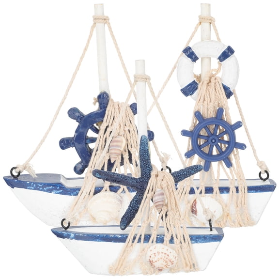 LEORX 3Pcs Sailboat Home Decor Assorted Color Nautical Friends