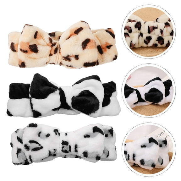 LEORX 3Pcs Wash Face Headband Bowknot Coral Fleece for Daily Life Adults
