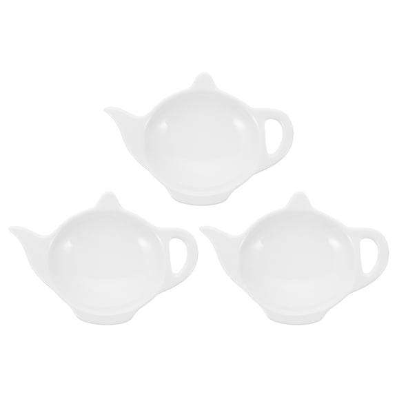 LEORX 3Pcs White Ceramic Tea Bag Coaster for Tea Parties 4.79X3.34X0.79in