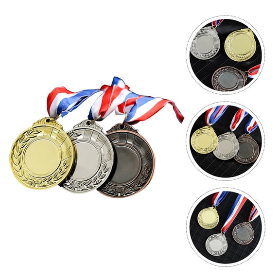 LEORX 3Pcs Winners Medals Metal Silver Cloth for Marathon Events