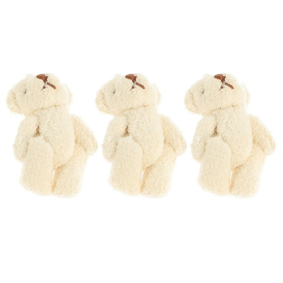 LEORX 3Pcs Beige Plush Tiny Bear Dolls DIY Clothing Ornaments for Hats Scarves Bags Accessories