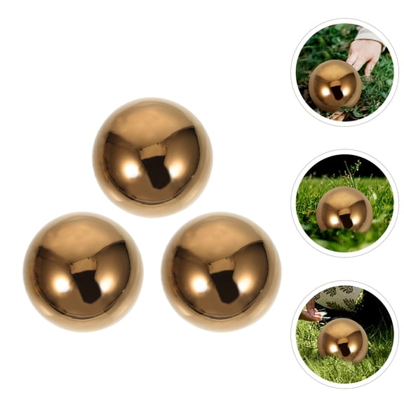 LEORX Garden Spheres Balls Stainless Steel Ball Golden 3Pcs Outdoor