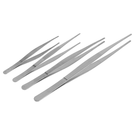 LEORX Steel Tweezers Serrated Tip For Beauty Shop 4Pcs 9.8in