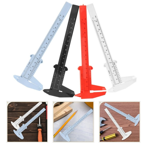 LEORX 4 Pcs Double Rule Scale Caliper Measurement Tool Plastic