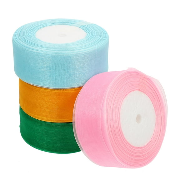 LEORX Chiffon Organza Ribbon Assorted Color for DIY Gift Wrapping and Decoration