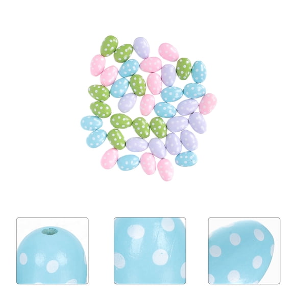 LEORX 40 Pcs Egg Shaped Beads Assorted Color for DIY Projects and Easter Jewelry Making