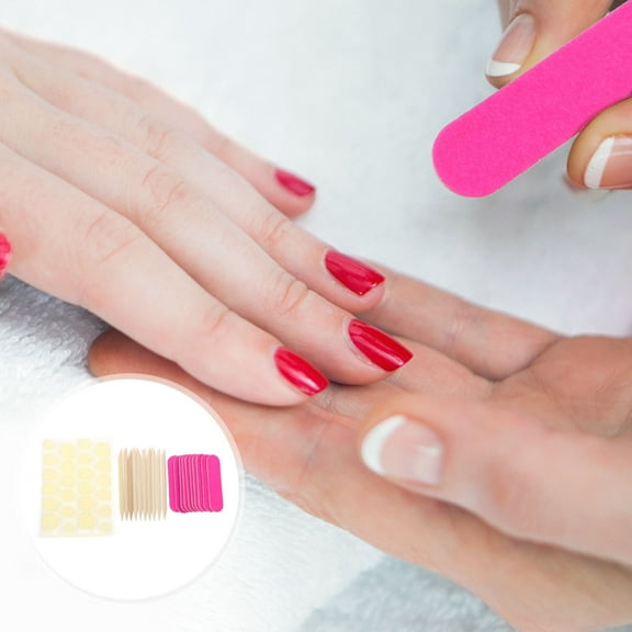 LEORX 40 Pcs Nail Kit Put on and Take off Fake Nail Tips False Nail Tips Sticker Fake Nail Accessory Manicure ?8.4X6.1X0.1CM