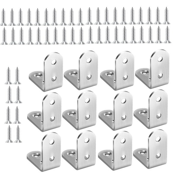 LEORX 48Pcs Screws with 12Pcs Right Angle Bracket Corner Metal Corner Brace for 4x4x1.6cm