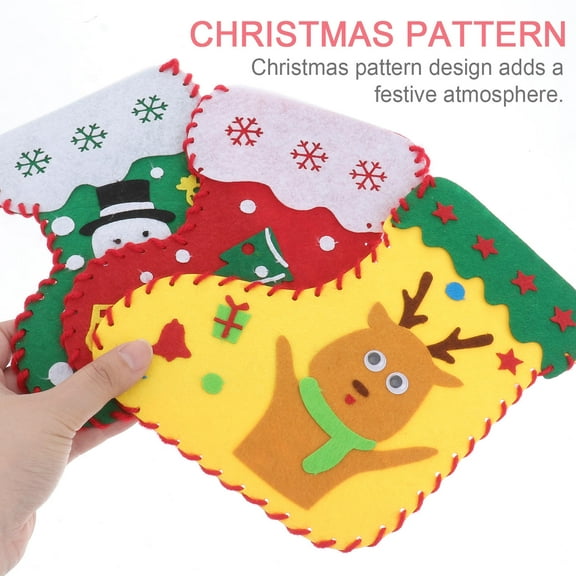 LEORX 4PCS Kids Stocking Christmas Stocking Making Kit Cloth Hand-made Activities for Children
