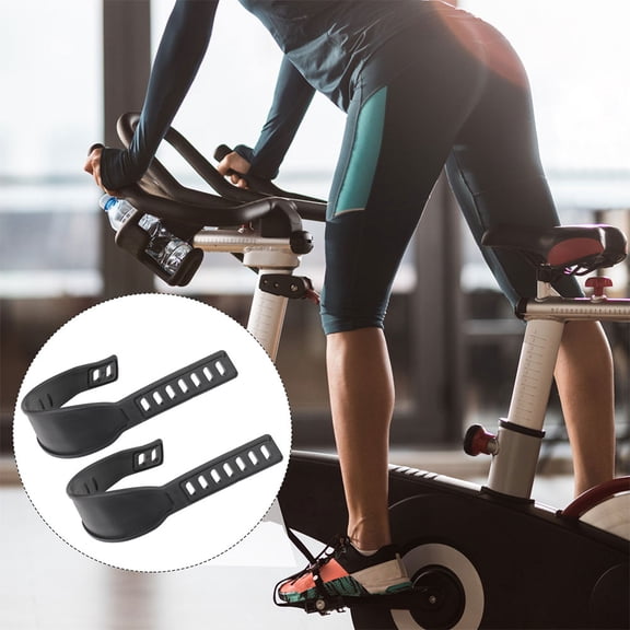 LEORX 4Pcs Adjustable Zipper Elastic Design Exercise Bike Straps for Cycling Shoe Clips 12.8x2.2x0.2in