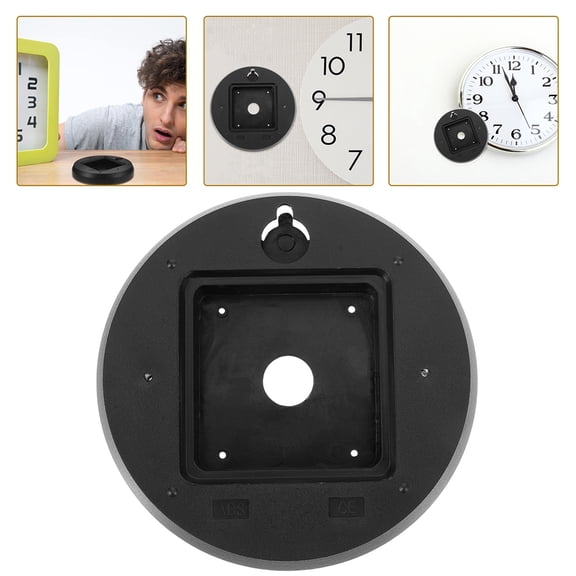 LEORX 4Pcs Clock Back Cover for Wall Clocks Minimalist Design Square Shape Black Diameter Abs Material