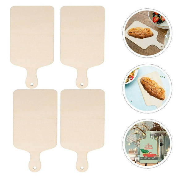 LEORX 4Pcs DIY Cutting Board Craft Boards Wood Khaki Rectangular Graffiti Toy Artists