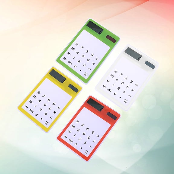 LEORX 4Pcs Lightweight Solar Calculator with Transparent Touch Panel for Desk Use Assorted Colors