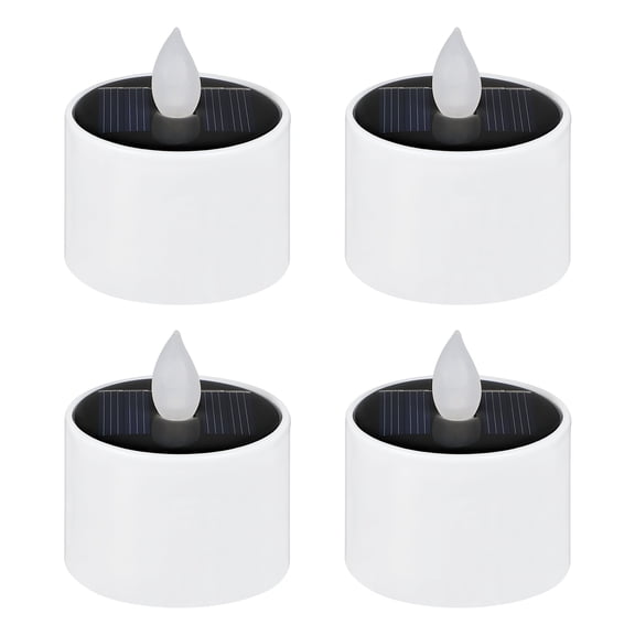 LEORX 4Pcs Flameless LED Candles Solar Candle Light Yellow Automatic Charging Indoor Outdoor Use