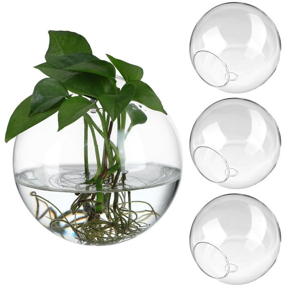 LEORX 4Pcs Globe Propagation Station Transparent Hydroponic Glass Vase For Living Room Decor 13.5X13.5X2In
