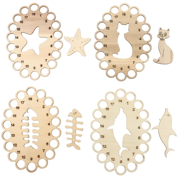 LEORX 4Pcs Hollow-out Thread Organizer Beige Wood with Compact Design for Prevent Artists