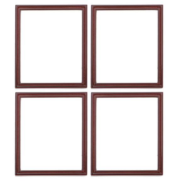 LEORX 4Pcs Mini Picture Frames Brown Alloy Decorative Effect for Collectors Hobbyists