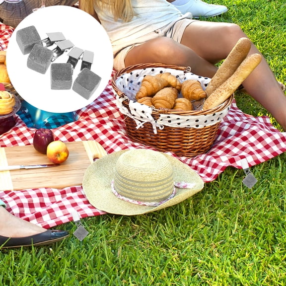 LEORX 4Pcs Outdoor Tablecloth Weights Grey Stone Iron for Home Party Picnic Garden Patio Prevent Sliding