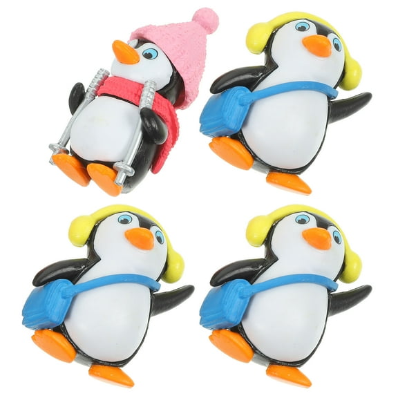 LEORX 4Pcs Penguin Ornaments Crafted of Flexible Rubber for Family Events