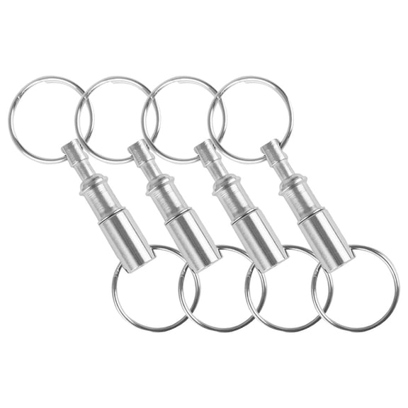 LEORX 4Pcs Dual Pull Apart Key Chain Iron Silver Keychain Detachable for Families