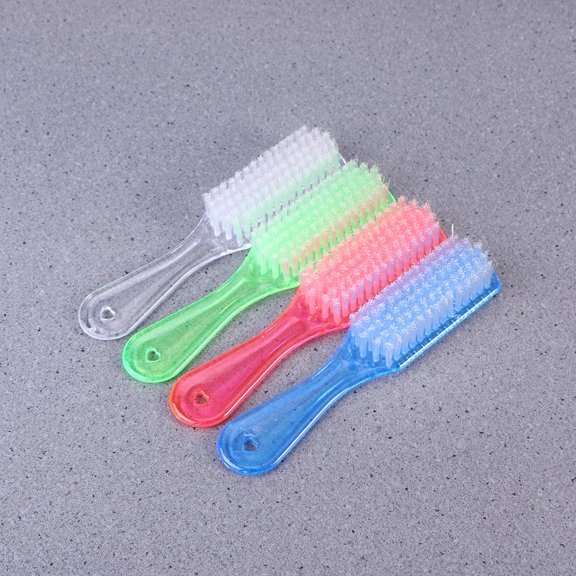 LEORX 4Pcs Random Color Plastic Cleaning Scrubber for Shoes and Clothes 17.0x3.5x2.3in