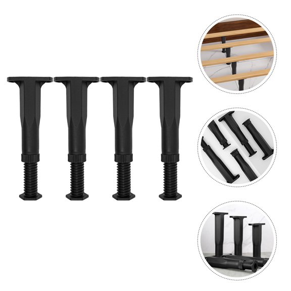 LEORX 4Pcs Rustic Modern Bed Frame Accessories Adjustable Height Bed Support Leg 11.8x3.5x1.8in for Reinforcement
