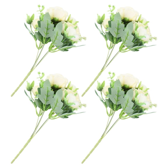 LEORX 4Pcs Artificial Yellow Peony Flowers for DIY Vase Arranging and Wedding Scene Ornament