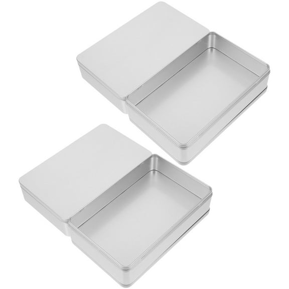 LEORX 4Pcs Small Storage Container with Lid Portable Metal Box for Home Office School