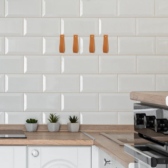 LEORX 4Pcs Wall Mounted Leather Loop Decor Strap Design for Home Decoration