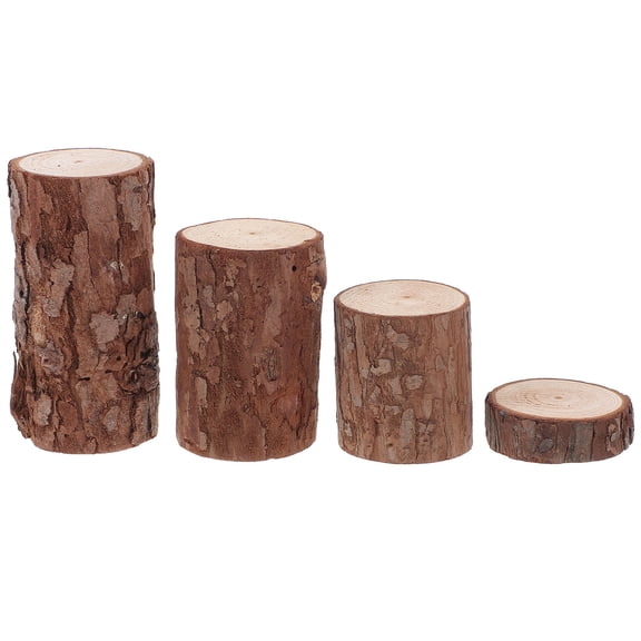 LEORX 4Pcs Wooden Tree Stump for Small Animal Habitat Round Shape