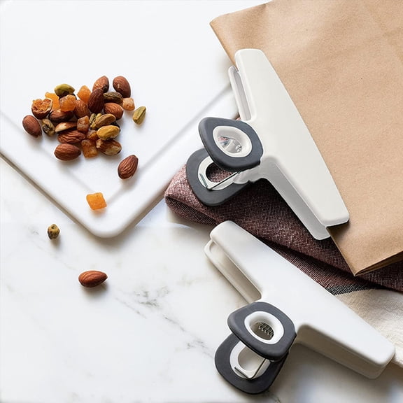 LEORX 4Pcs Multi Purpose White Kitchen Clips for Bags Sealing Coffee Bread and Veggies