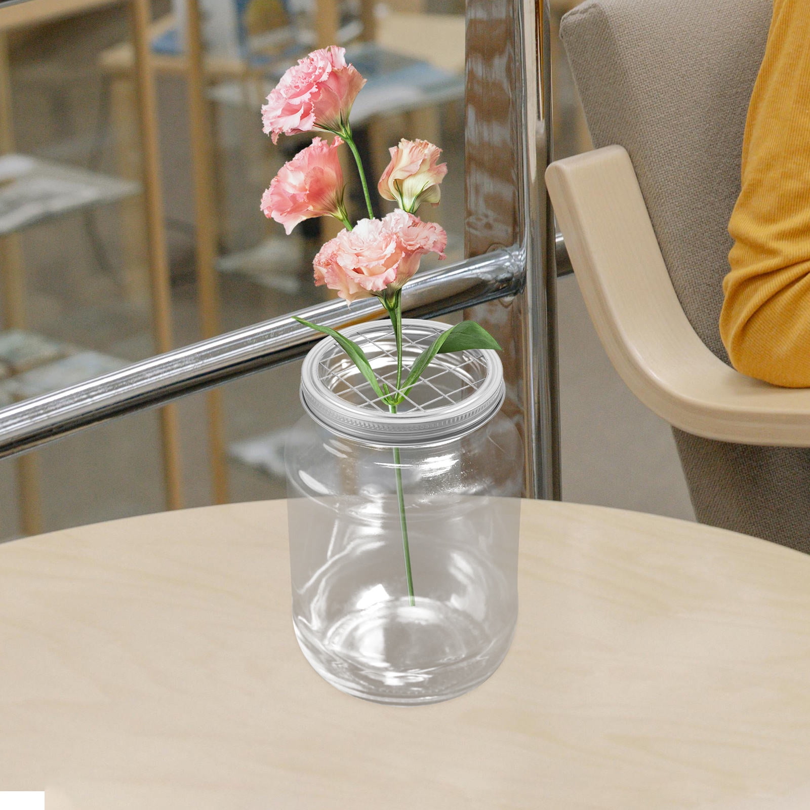 LEORX 4Set Metal Flower Mason Jar Lid Insert For Floral Arrangement ...