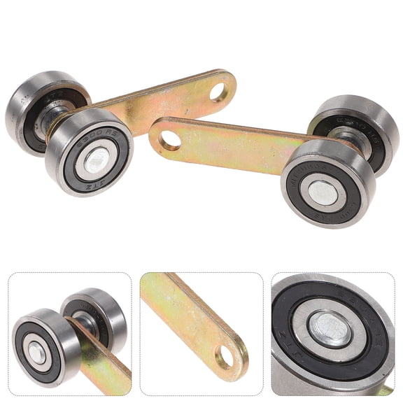 LEORX 4Set Roller Assembly Sliding Door Wheels 2-Wheels Load-Bearing for Kitchen Warehouse Galvanized Iron