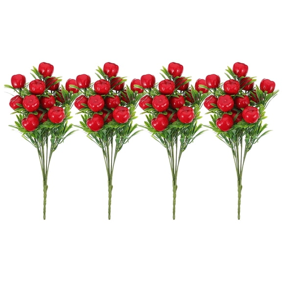 LEORX 4Pcs Red Artificial Branch Decoration Fake Fruit Stem for Vase Display