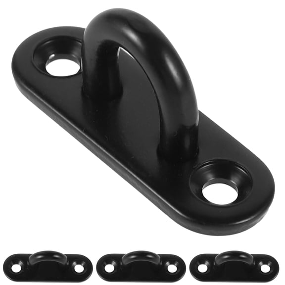LEORX 4Pcs Multipurpose Black Pad Eye Plate Hooks Heavy Duty Stainless Steel Ceiling Hooks