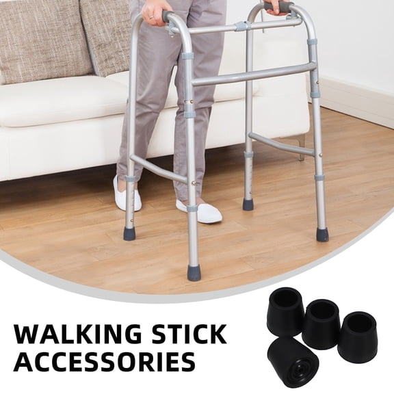 LEORX 4pcs Black Rubber Walker Leg Caps For Floor Protection With Stability Enhancement
