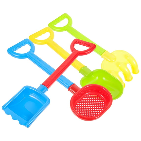 LEORX 4Pcs Plastic Sand Shovels Assorted Colors for Beach Backyard and Snow Digging