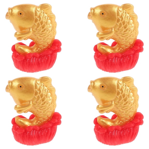 LEORX 4pcs Mini Landscape Decor Mini Fish Figurine Resin Red Feng Shui for Car Decoration