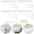 thumbnail image 1 of LEORX 4pcs Wall Mounted Floral Style Shelf Brackets for Bookrack / Calpboard / Set Box (White), 1 of 8