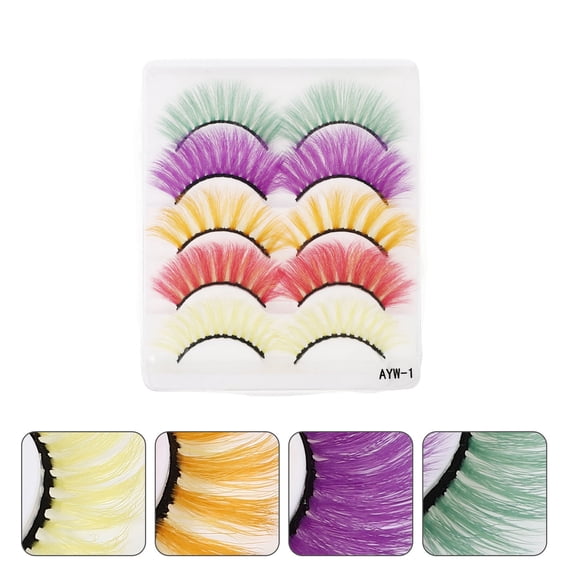 LEORX Eyelashes Assorted Color 5 Pairs Simulated
