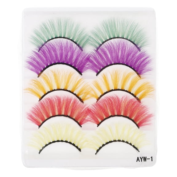 LEORX Cosplay Lashes Assorted Color 5 Pairs Simulated