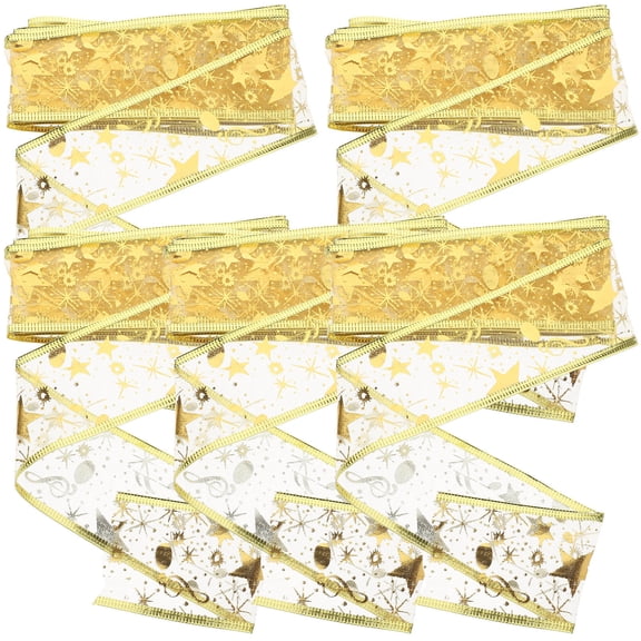 LEORX 5 Rolls of Cake Box Ribbons Polyester Golden Cake Ribbon for Craft Enthusiasts Wedding